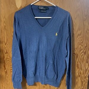 Polo by Ralph Lauren Men's Blue V-Neck Sweater